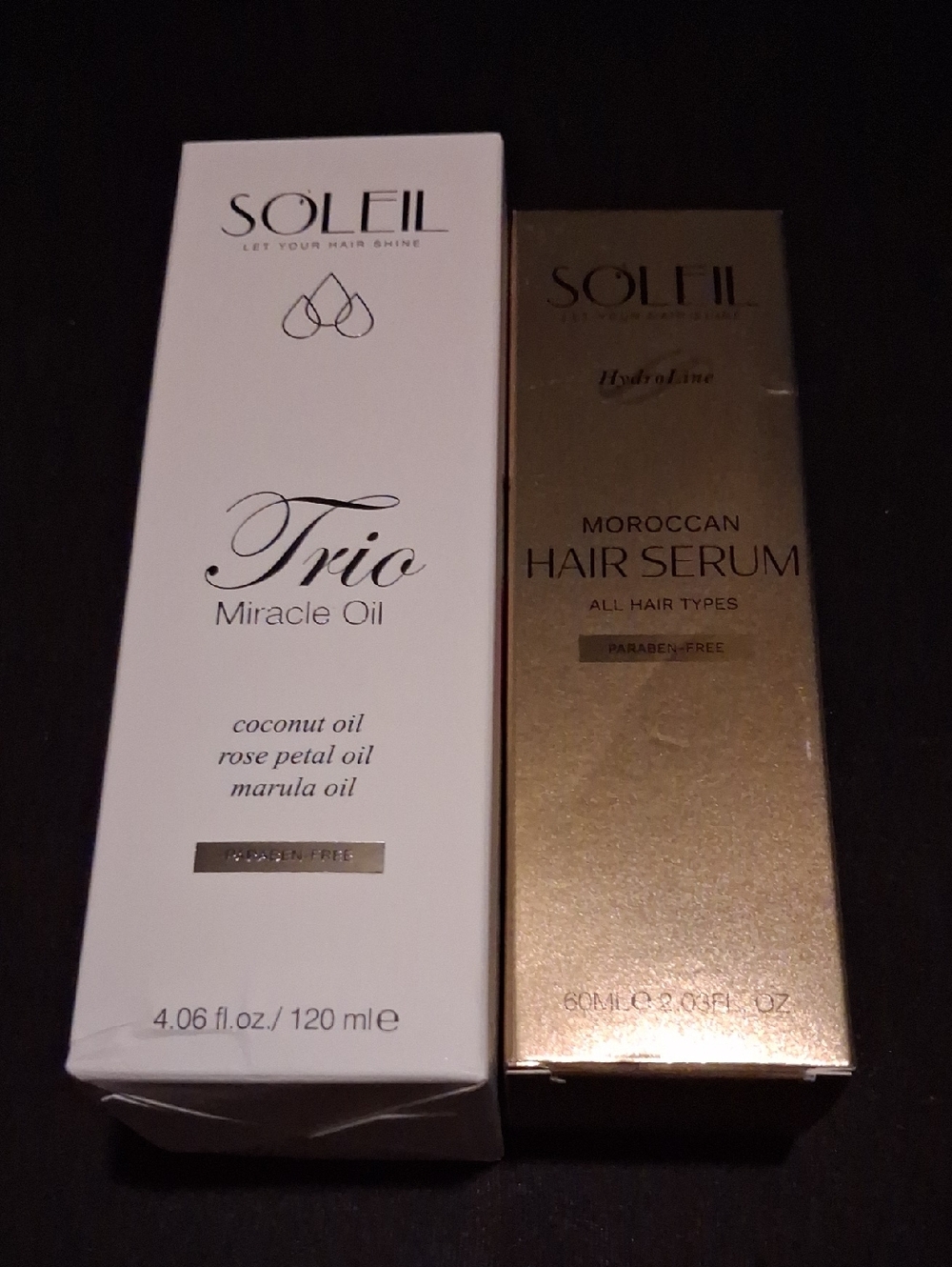 SOLEIL Trio Miracle Oil & Moroccan Hair Serum Duo - White & Gold